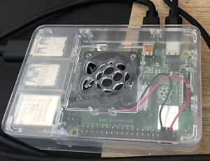 Raspberry Pi 4 Model B in clear case